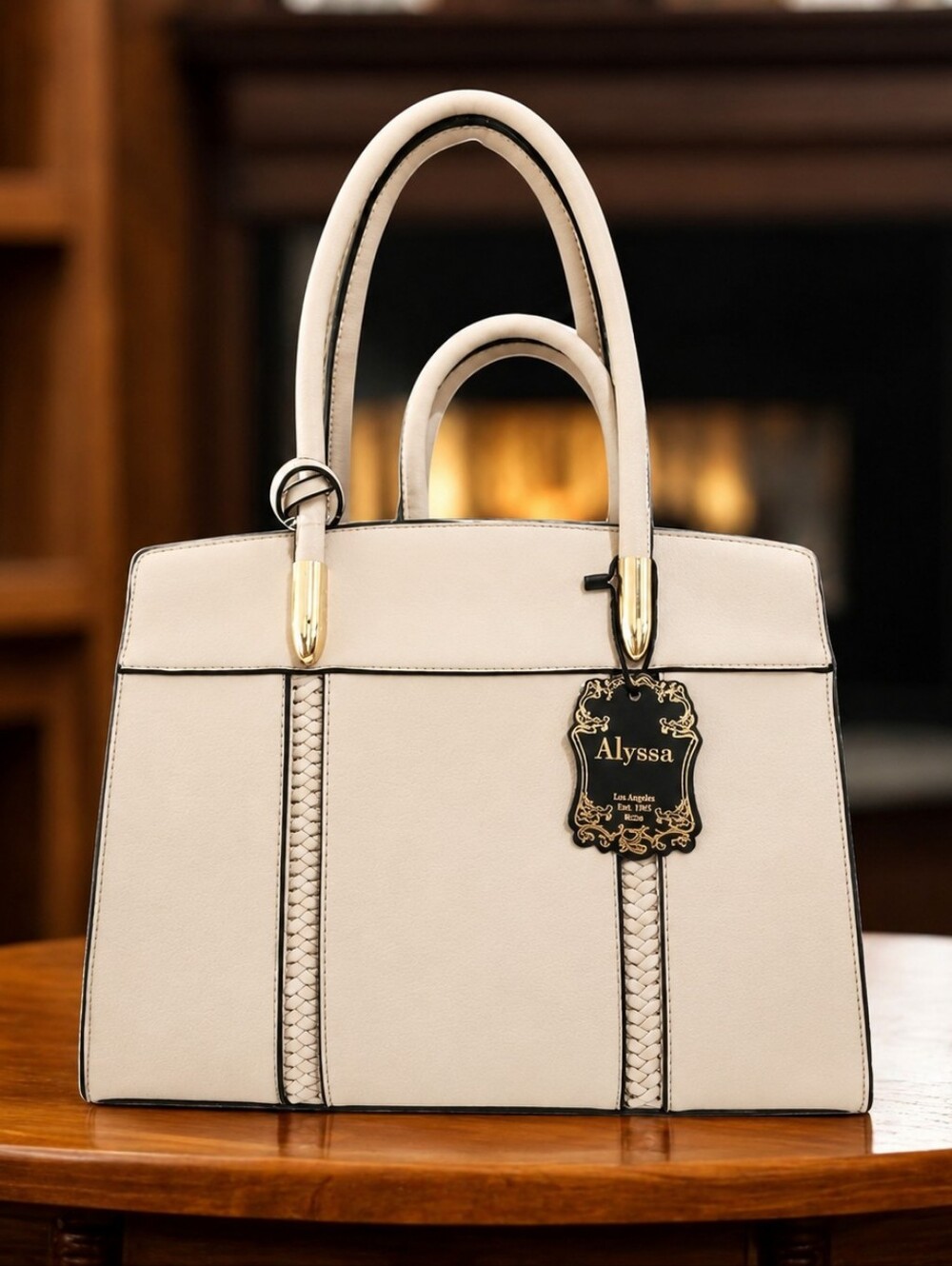 Alyssa New 3-Piece Beige Tote Handbah Set - Shoulder Bag, Crossbody & Wristle